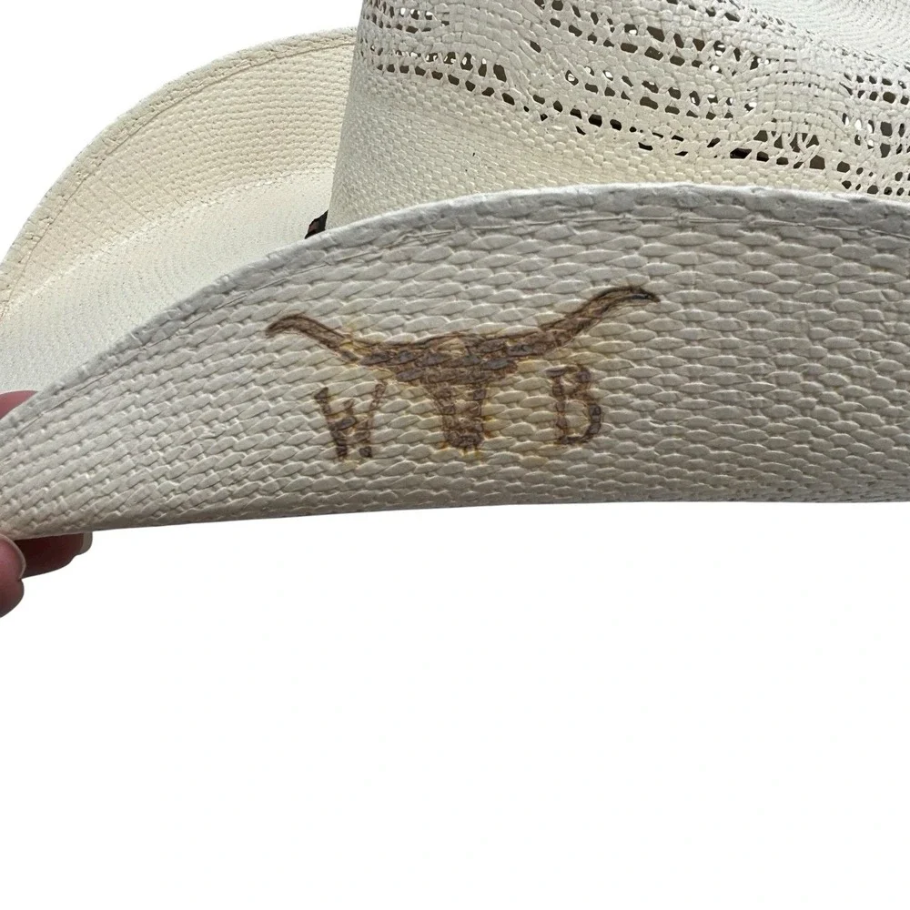 Wild Bill Hats Western Cowboy Hat Rodeo Branded Sz‎ 7 1/8 Mexico 57 White Cream